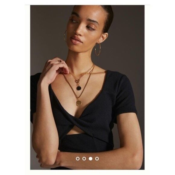 NWT Anthropologie Maeve Cut-Out Black Textured Mini Dress Small - Picture 4 of 7